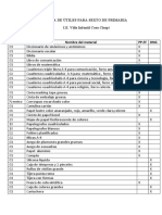 Lista de Utiles Sexto Grado