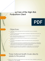 Nursing Care of The High-Risk Postpartum Client