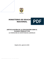 Articulacion de La Educacion Con El Mundo Productivo