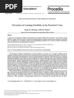 Prevention of Learning Disability in The Preschool Years