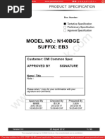 Model No.: N140Bge Suffix: Eb3: Product Specification