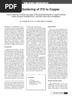 Active Soldering of ITO To Copper: Welding Research