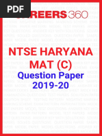 NTSE Haryana 2019 20 MAT C Question Paper