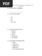 Encuesta Sobre Problemas de Salud Que Son Importantes en Una Comunidad