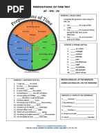 Prepositions of Time Test at / On / In: Exercise 1: Rules Check