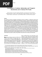 Investigation of Listeria, Salmonella, and Toxigenic Escherichia Coli in Various Pet Foods