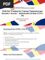 Roll-Out Training For Lupong Tagapamayapa Incentive Awards Information System