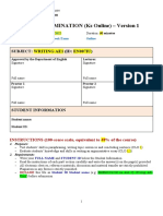 AE1 Writing Final - Test Paper & Answer Sheet (Online) 1.2022 - Version 1