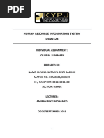 Human Resource Information System DSM2123: Individual Assignment: Journal Summary