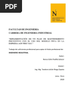 Implementación de Un Plan de Mantenimiento Preventivo Con El Uso Del Modelo Phva