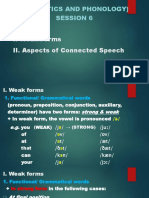 (Phonetics and Phonology) Session 6: I. Weak Forms II. Aspects of Connected Speech