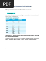 Measurement and Scales Used in Physiotherapy