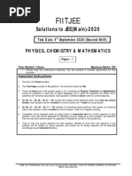 Jee Main 2020 Sept 4 Second Shift Paper