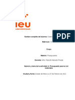 Actividad 4. Presupuesto para La Compra de Materiales