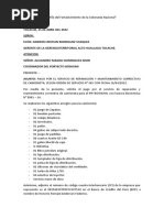 Carta de Autorizacion de Pago Reparación y Mantemiento Correctivo de Camioneta