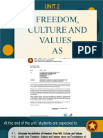 Freedom, Culture and Values AS Foundations For Moral Acts: Unit 2