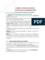 Fiche Ue5. L'ordinateur Personnel. Hardware Et Software