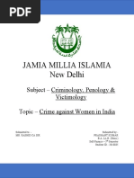 Jamia Millia Islamia New Delhi: Subject - Criminology, Penology & Victimology Topic - Crime Against Women in India