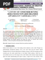 A Study of Consumer Buying Behaviour Towards Branded Apparels in Vadodara City.