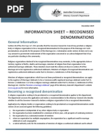 Information Sheet - Recognised Denominations