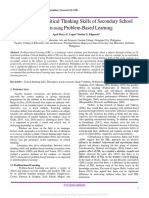 Improving The Critical Thinking Skills of Secondary School Students Problem-Based Learning