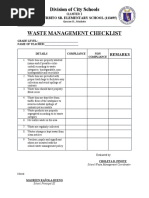 Waste Management Checklist: Division of City Schools