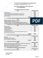 Fee Structure For PHD Programmes For Admission Year 2020-21