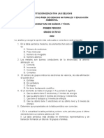 Examen Quimica y Fisica Grado 8 1 2022