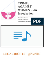 Crimes Against Women - An: Dr. Pratima Narayan Advocate & Mediator Founder Partner, Techlawlogi Consulting LLP