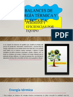 Balances de Energía Térmica y Eléctrica Pérdidas y Eficiencias Por Equipo