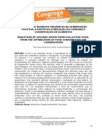 Redução de Resíduos Orgânicos de Alimentação Coletiva, A Partir Da Otimização Do Consumo e Conservação de Alimentos