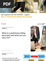 Unit 3: Preliminary Billing Documents: Gain Experience With SAP S/4HANA - Logistics