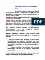 Evaluación de Los Impactos Ambientales: Métodos Indirectos: Importancia o Significancia