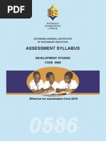 Effective For Examination From 2019: BGCSE Development Studies Assessment Syllabus