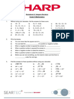 Grade 9 Mathematics Integeres Revision Worksheet 2