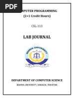 Lab Journal: Computer Programming (2+1 Credit Hours)