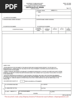 Certificate of Origin: North American Free Trade Agreement