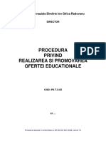 Procedura Privind Realizarea Si Promovarea Ofertei Educationale