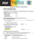 Cuestionario de Examen Primer Quimestre 2019