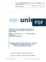 FUNCIONALIDAD VISUAL Y AUDITIVA PARA LA LECTURA, LENGUAJE, IDIOMAS Y APRENDIZAJE Trabajo - Tema3