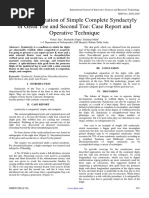 Desyndactylization of Simple Complete Syndactyly of Great Toe and Second Toe Case Report and Operative Technique