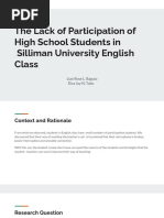 The Lack of Participation of High School Students in Silliman University English Class