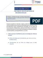 Orientaciones para El Uso de Las Fichas de Refuerzo Escolar Refuerzo Escolar 2022