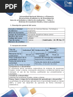 Guía de Actividades y Rubrica de Evaluación - Tarea 2 - Sistemas de Ecuaciones Lineales, Rectas, Planos y Espacios Vectoriales