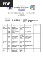 Teacher'S Weekly Work Plan & Accomplishment Reports: Sta. Cruz South High School