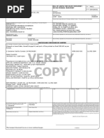 Verify Copy: Bill of Lading For Ocean Transport or Multimodal Transport