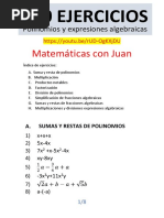 100 Ejercicios de Polinomios y Expresiones Algebraicas