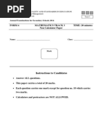 Form 4 Mathematics Track 3 Time: 20 Minutes Non Calculator Paper