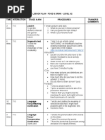 Lesson Plan - Food & Drink - Level A2 Time Interaction Stage & Aim Procedures Trainer'S Comments Lead-In