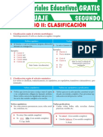 Clasificación de Verbo para Segundo Grado de Secundaria